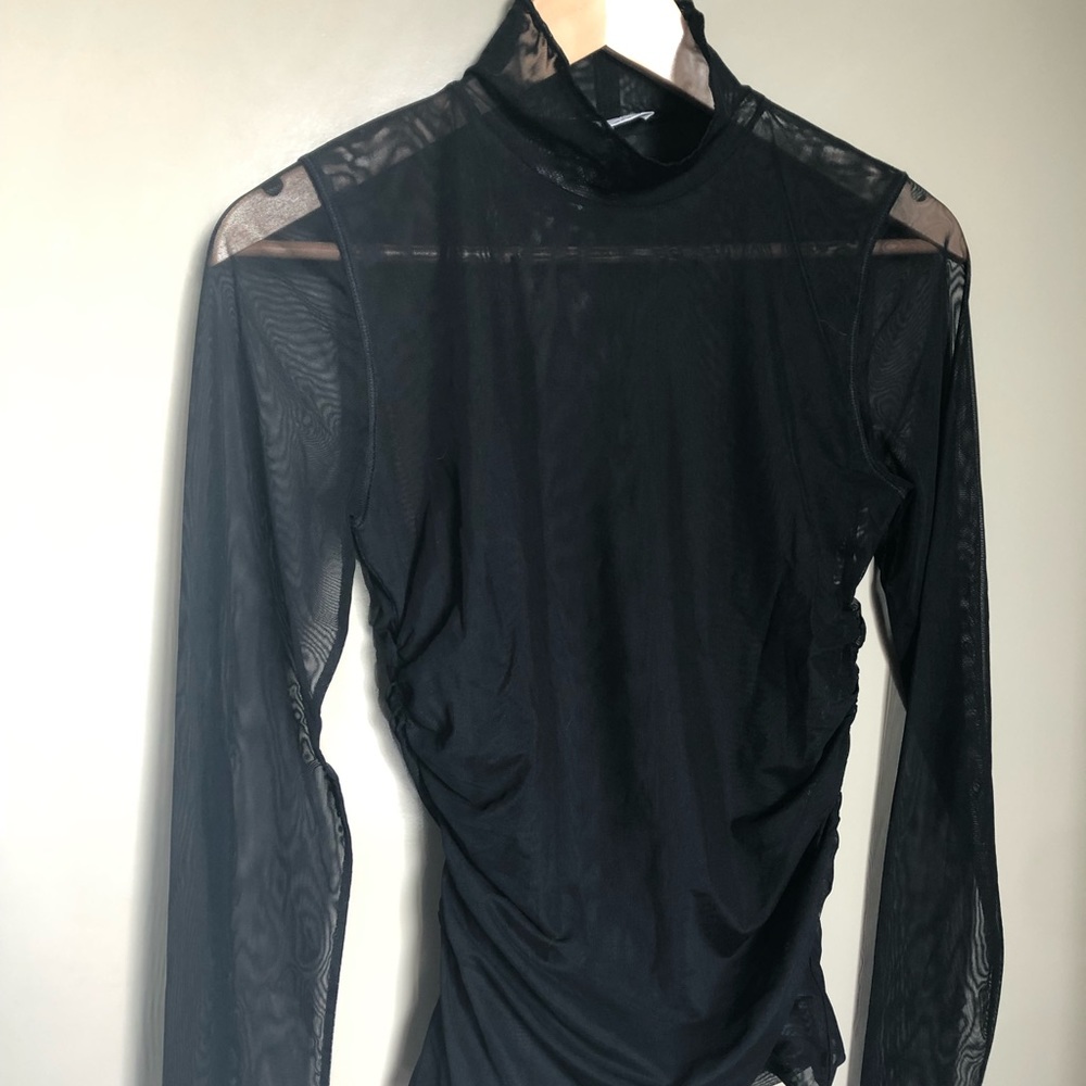 ARITZIA WILFRED Sheer mockneck long sleeve shirt, SZ M